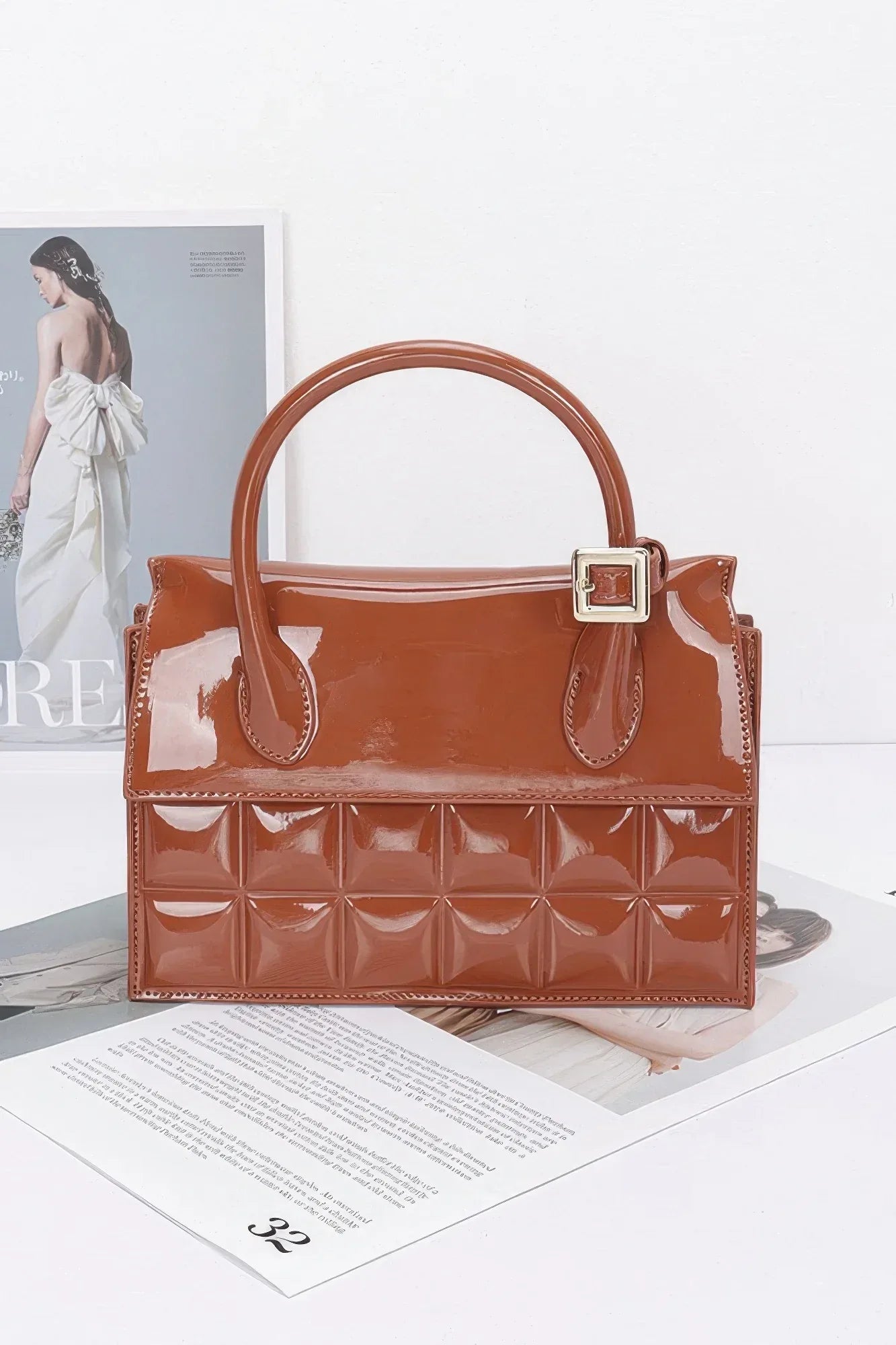 Embossed Enamel Top Handle Bag | Mixtshop LLC Main image