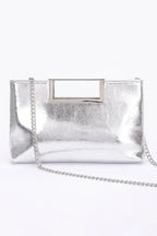 Metallic Leather Metal Handle Clutch | Mixtshop LLC