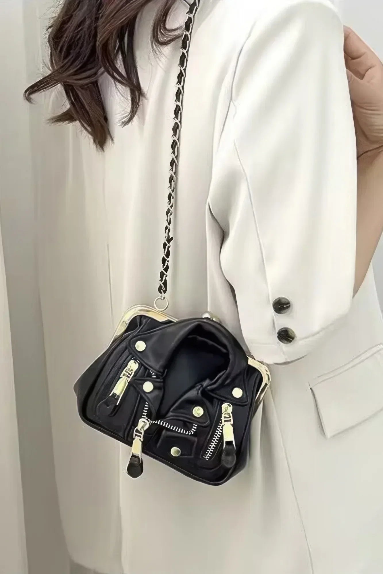 Faux Leather Jacket Style Crossbody Bag | Mixtshop LLC