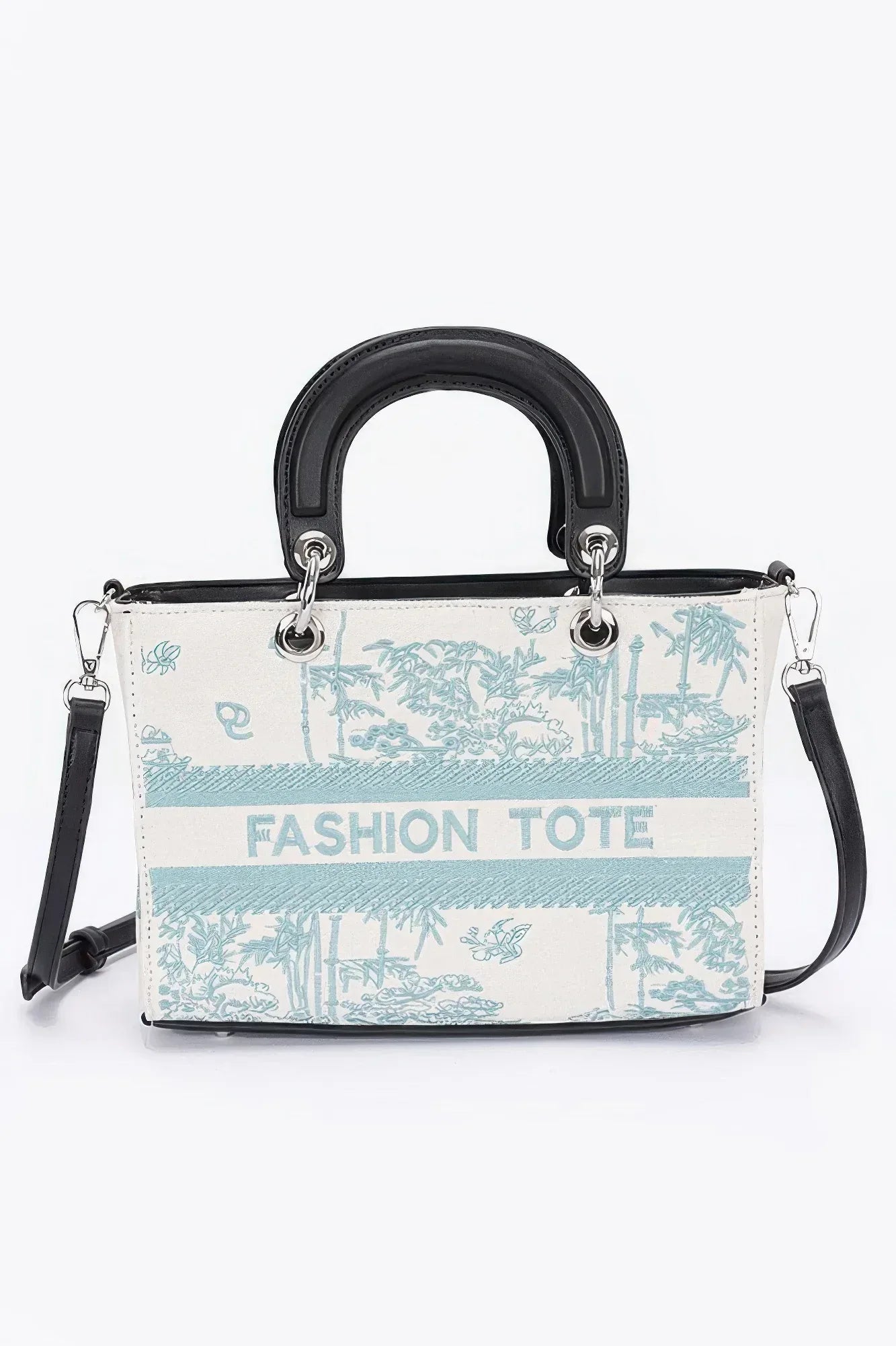 Embroidery Faux Leather Tote Bag | Mixtshop LLC Main image