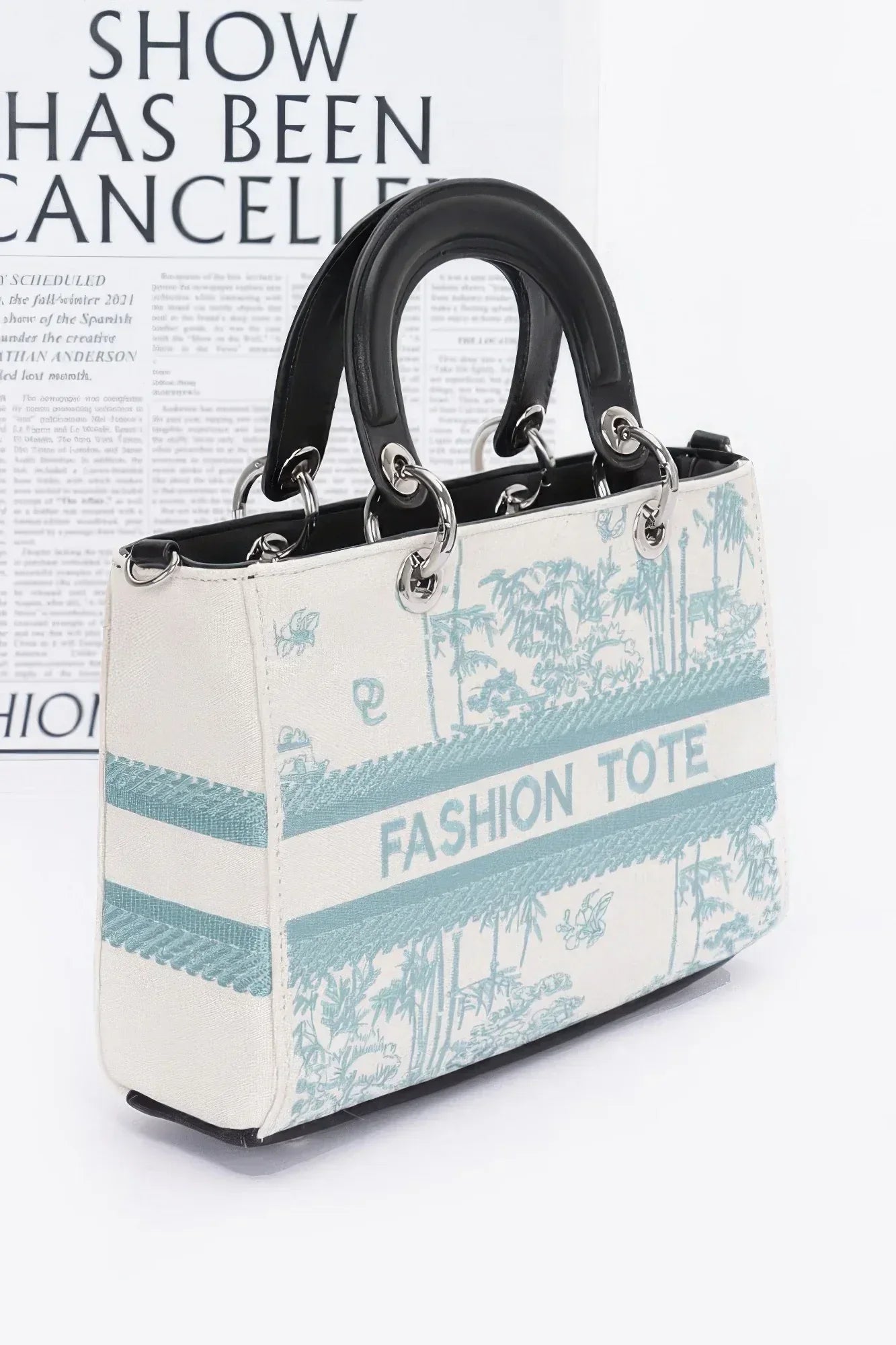 Embroidery Faux Leather Tote Bag Secondary image