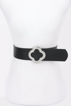 Rhinestone Metal Buckle Metallic Stretch Belt | Mixtshop LLC