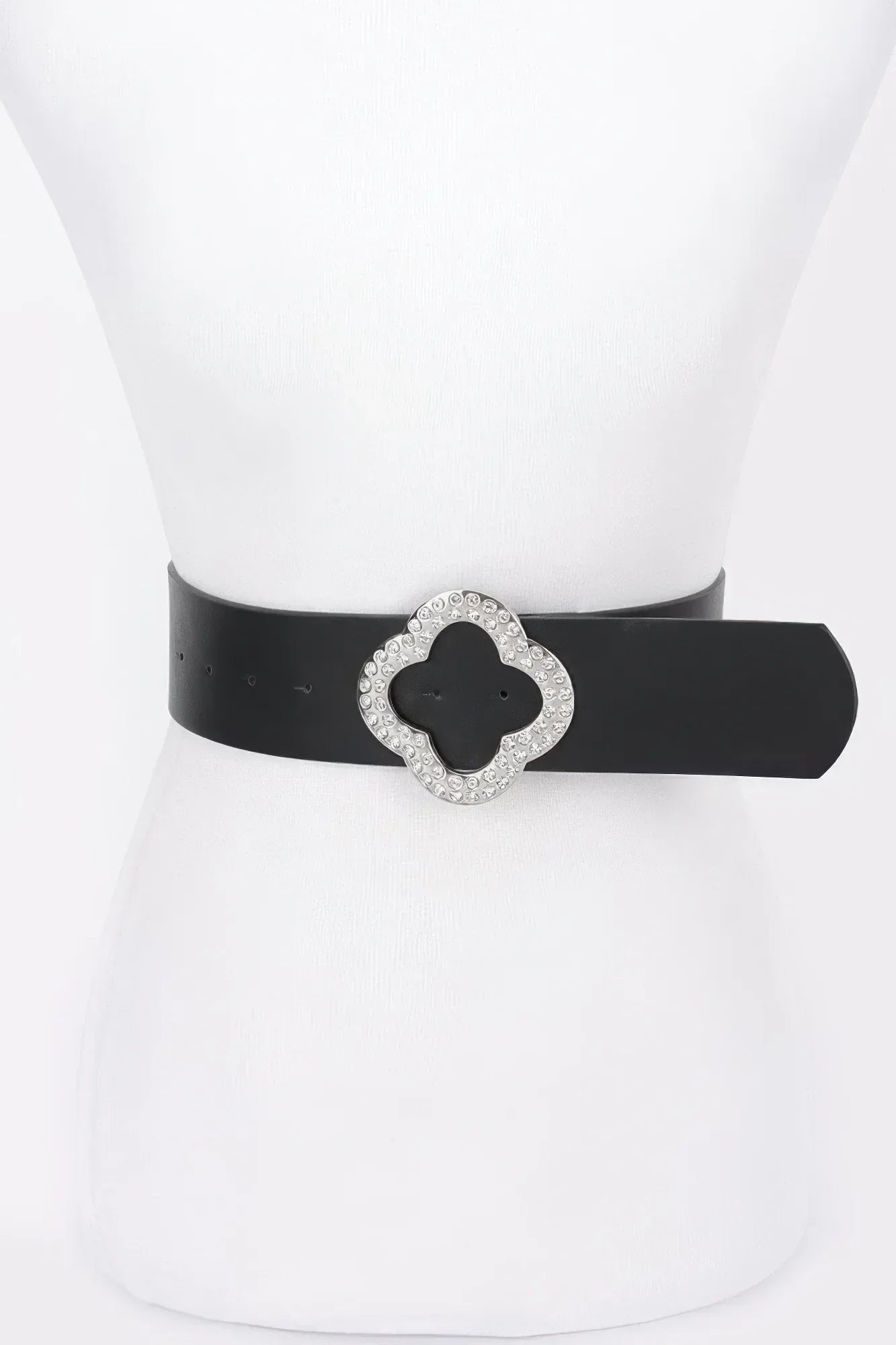Rhinestone Metal Buckle Metallic Stretch Belt | Mixtshop LLC