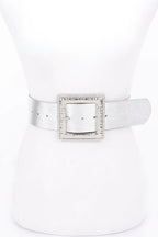 Hammered Metal Buckle Stretch Belt | Mixtshop LLC