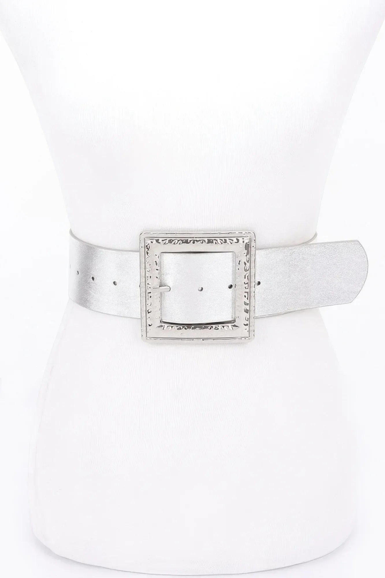 Hammered Metal Buckle Stretch Belt | Mixtshop LLC