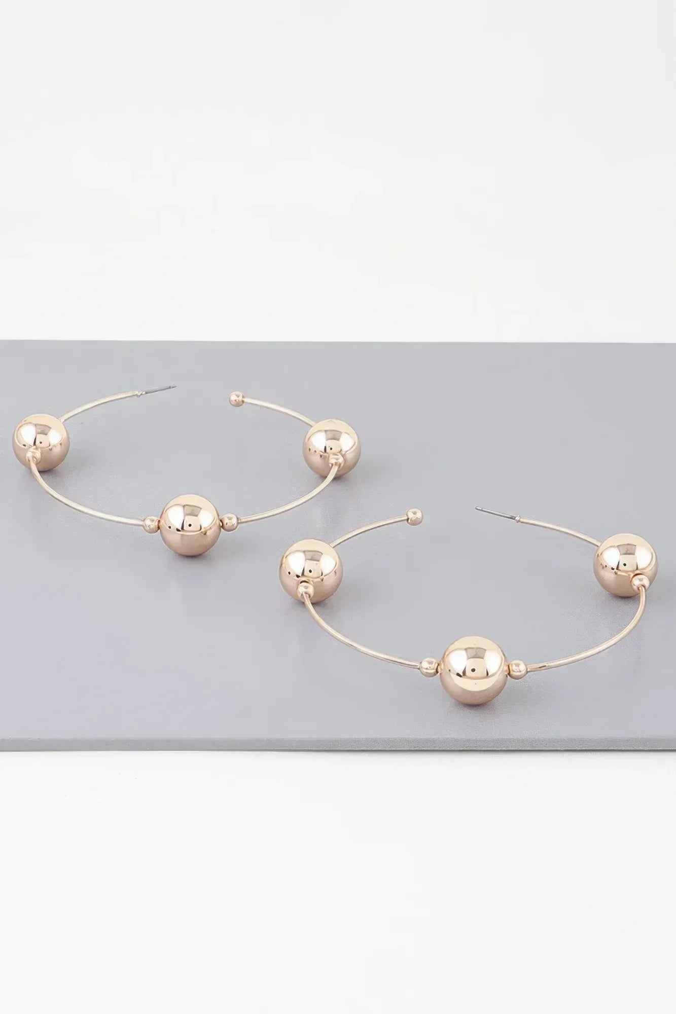 Triple Shiny Bead Hoop Earrings | Mixtshop LLC