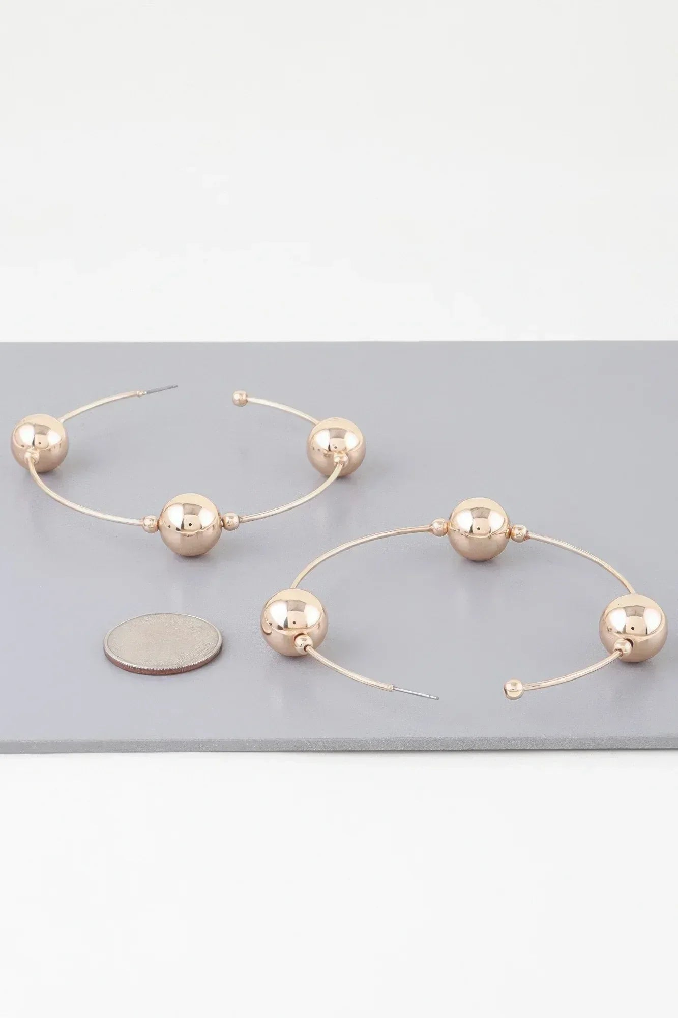 Triple Shiny Bead Hoop Earrings | Mixtshop LLC
