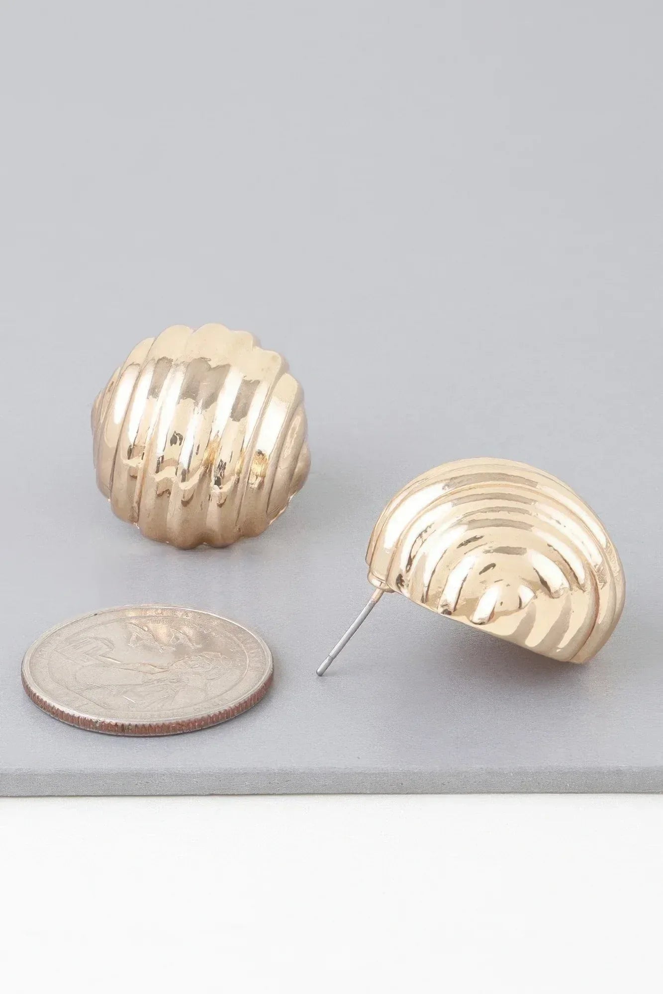 Multi Ribbed Dome Earrings Secondary image