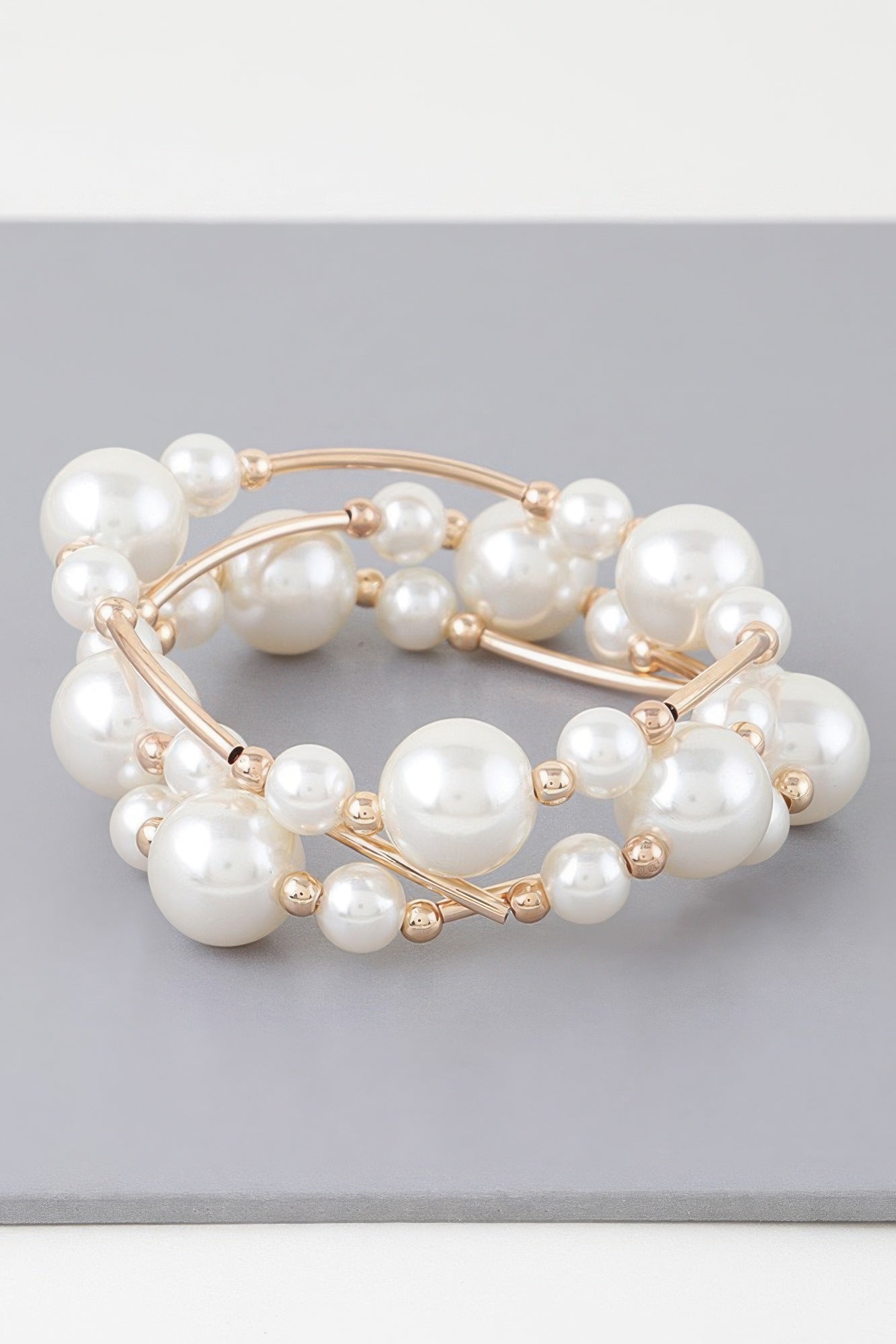 Triple Multi Pearl Wire Bracelet | Mixtshop LLC