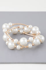 Triple Multi Pearl Wire Bracelet | Mixtshop LLC