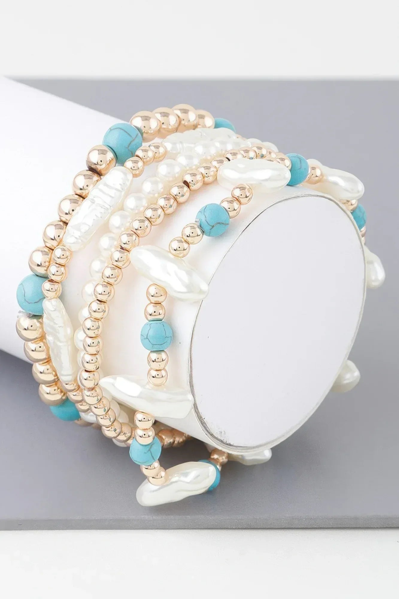 Multi Stone N Pearl Beaded Bracelet | Mixtshop LLC Main image