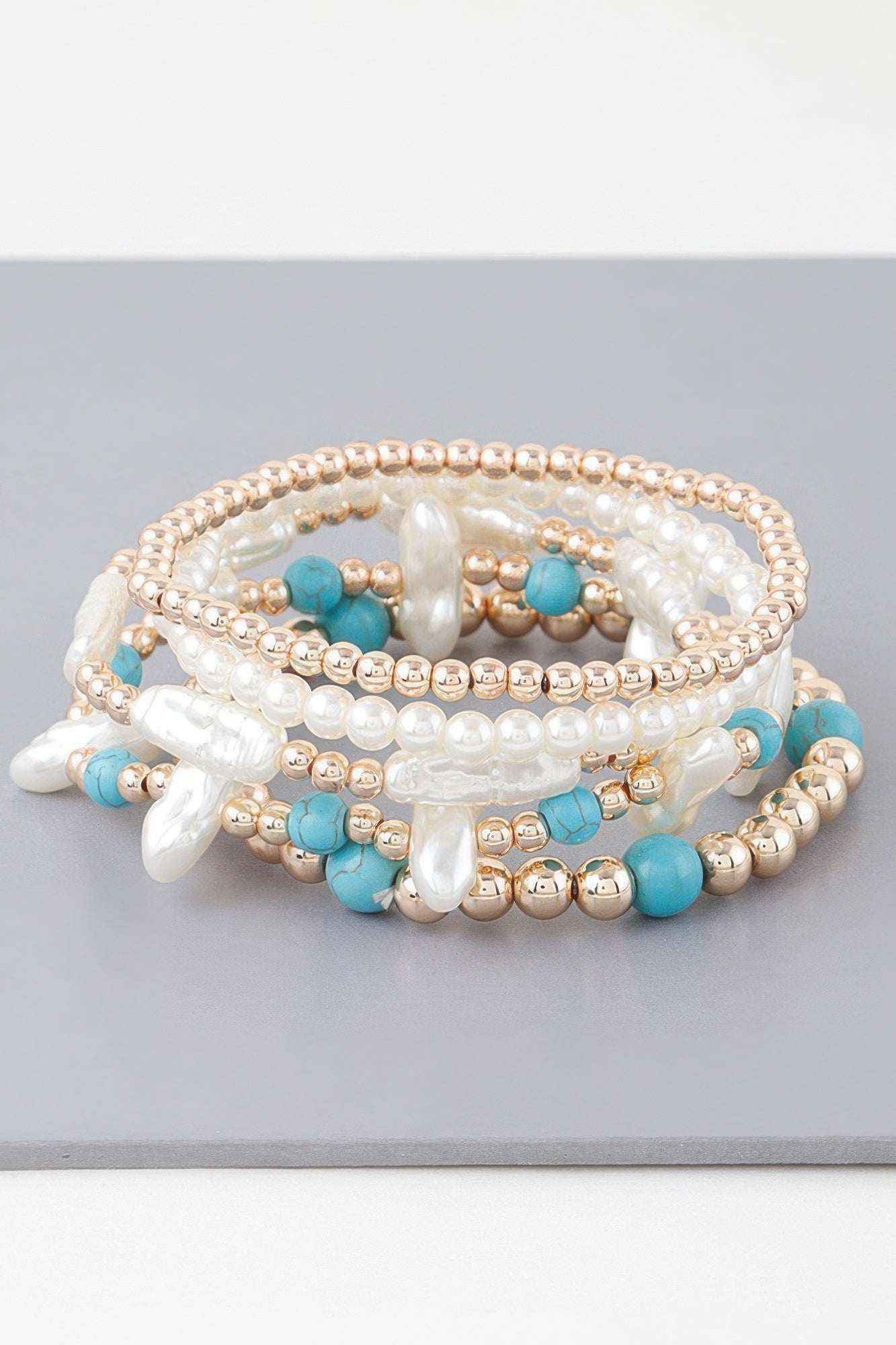 Multi Stone N Pearl Beaded Bracelet | Mixtshop LLC