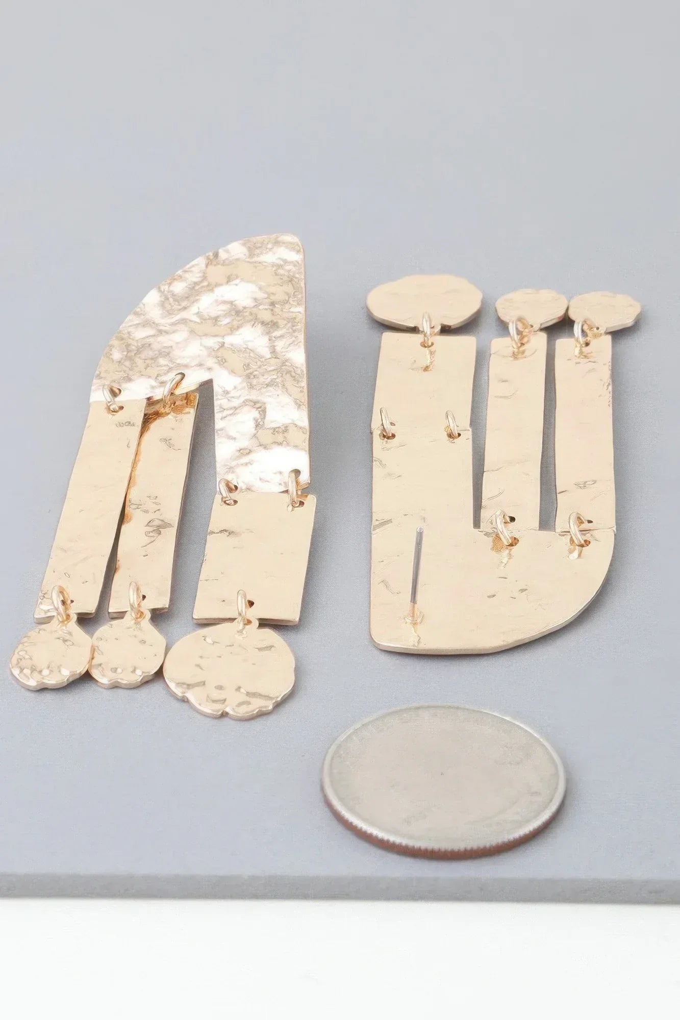 Shiny Hammered Drop Earrings Secondary image
