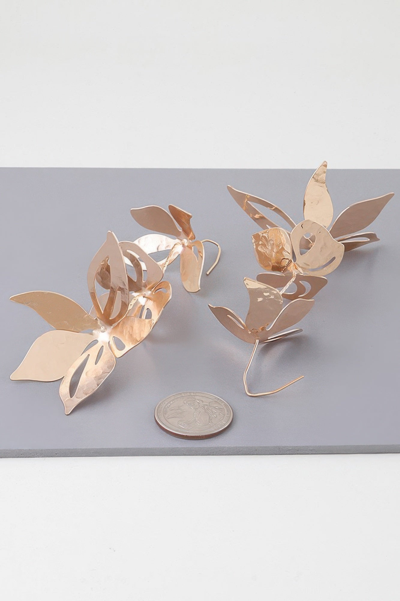 Triple Delicate Flower Drop Earrings Secondary image