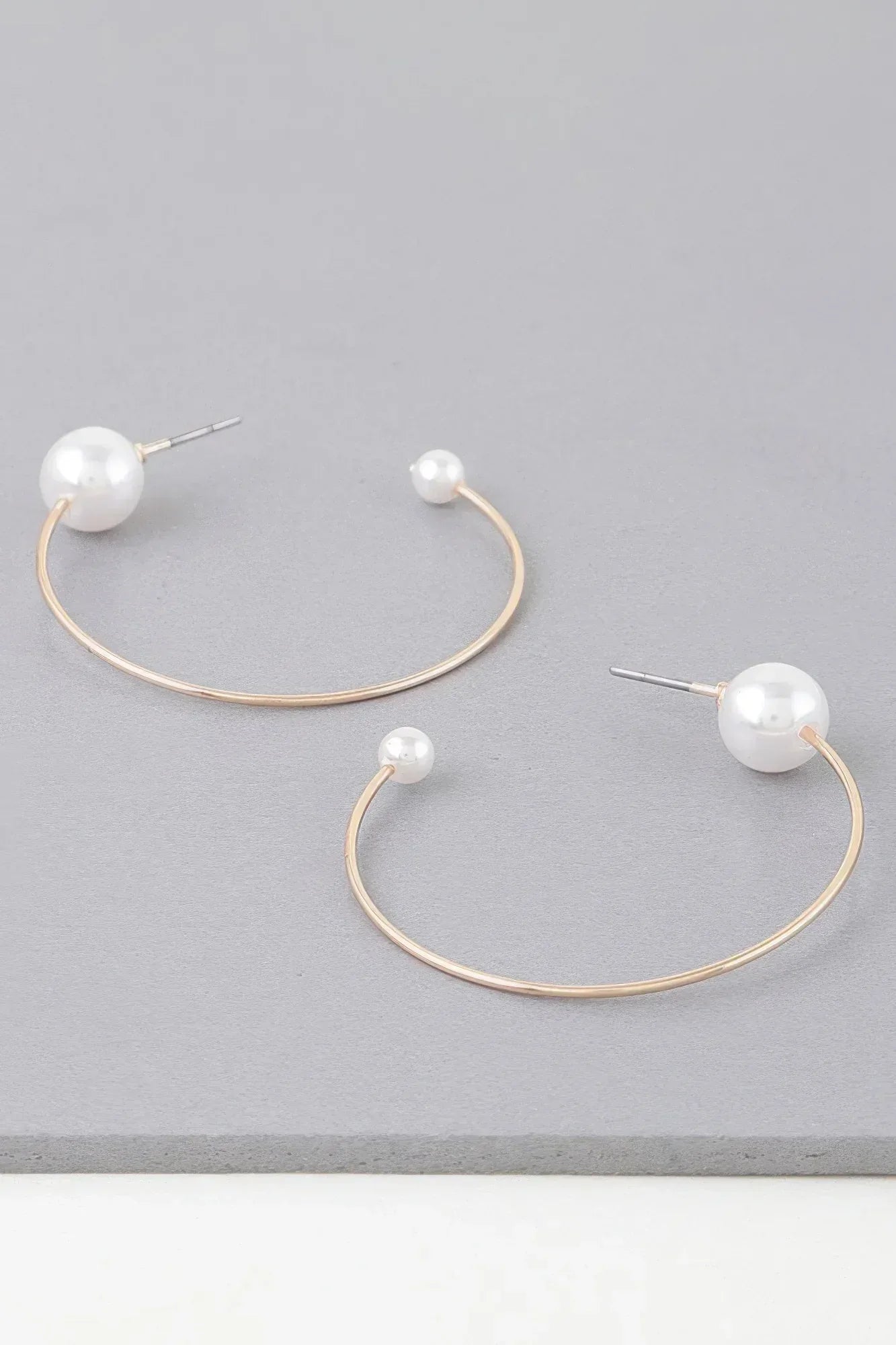 Shiny Delicate Pearl Hoop Earrings | Mixtshop LLC Main image