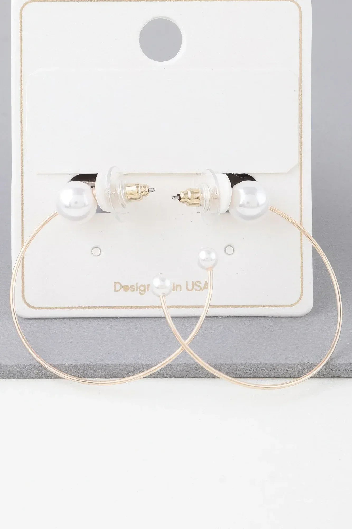 Shiny Delicate Pearl Hoop Earrings Secondary image