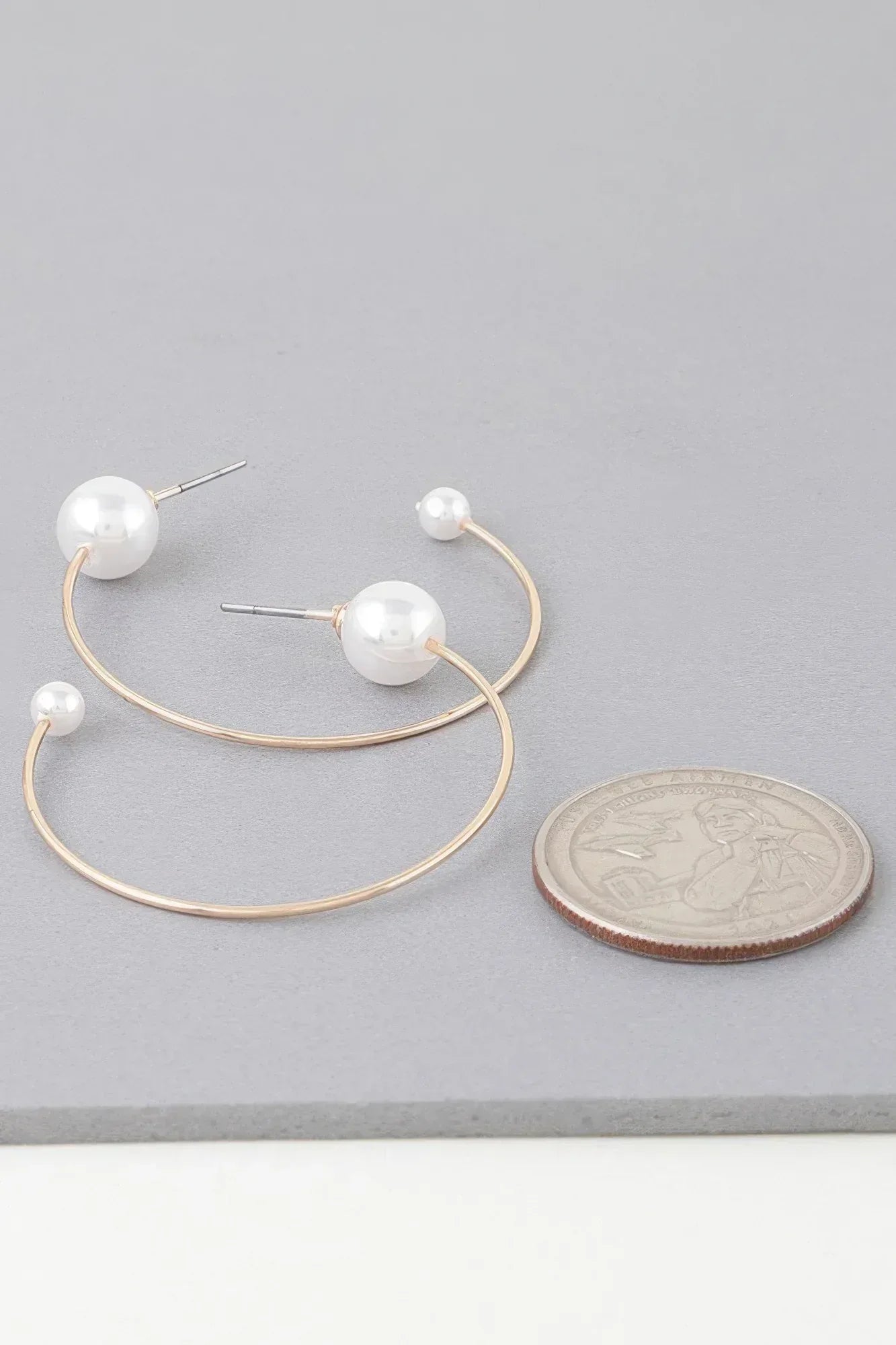 Shiny Delicate Pearl Hoop Earrings | Mixtshop LLC