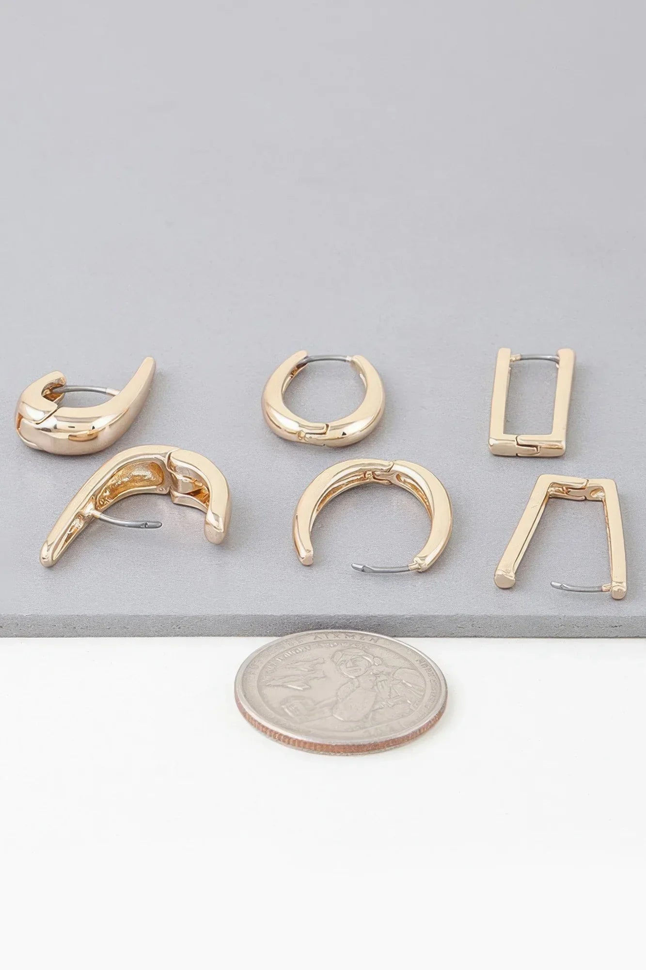 Multi Shiny Modern Hoop Earrings Set Secondary image