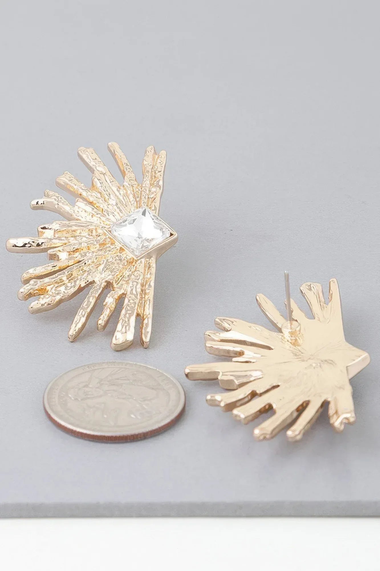 Diamond Rhinestone Flare Earrings Secondary image