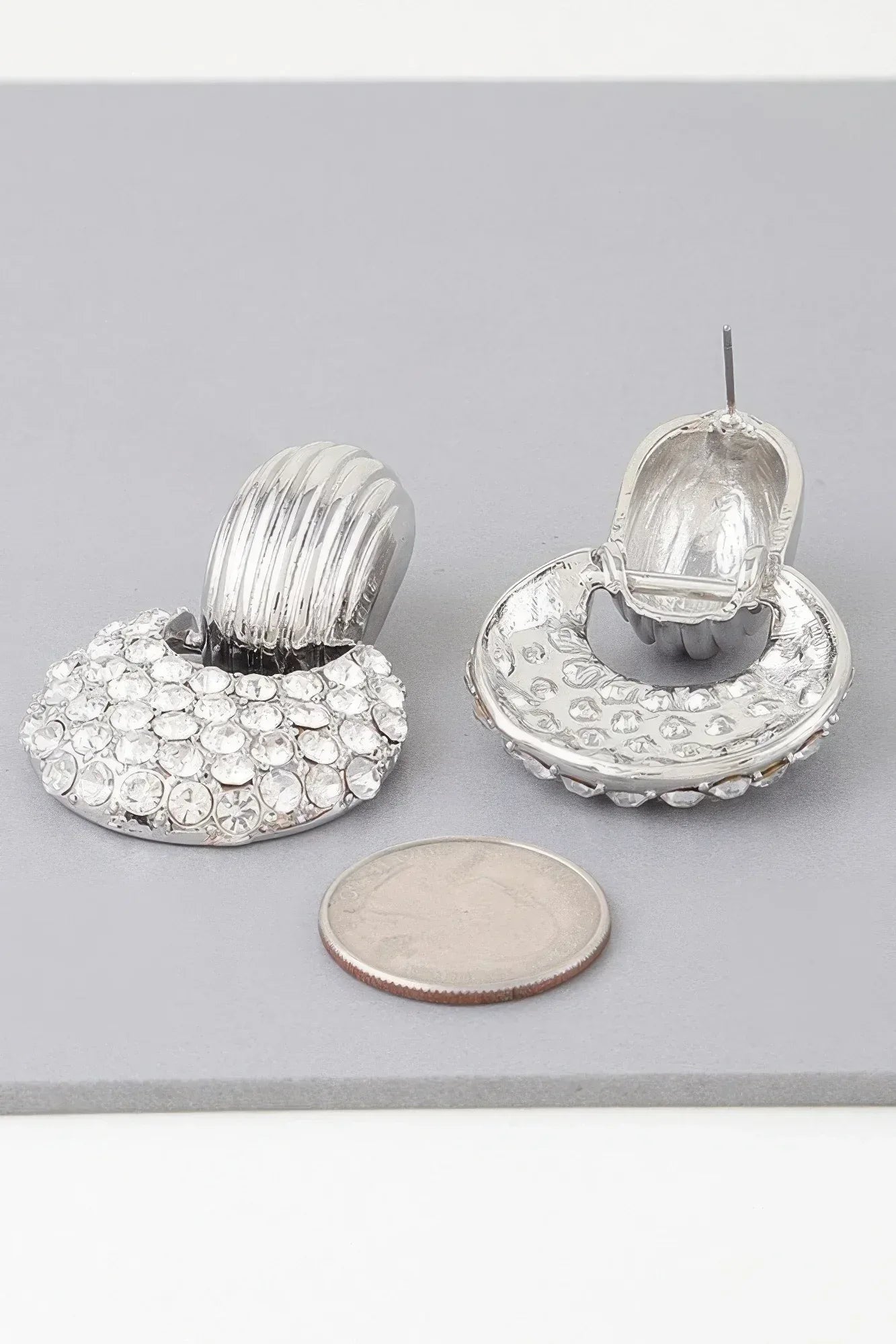 Modern Bejeweled Crescent Moon Earrings Secondary image