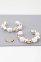Shiny N Pearl Stone Hoop Earrings | Mixtshop LLC
