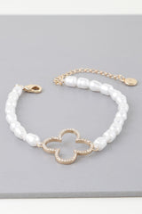 Open Clover Pearl Beaded Bracelet | Mixtshop LLC