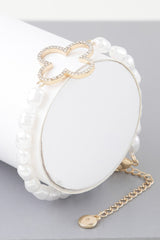 Open Clover Pearl Beaded Bracelet | Mixtshop LLC