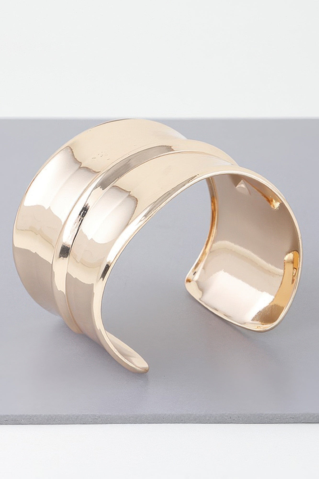 Wide Shiny Rib Open Cuff Bracelet | Mixtshop LLC