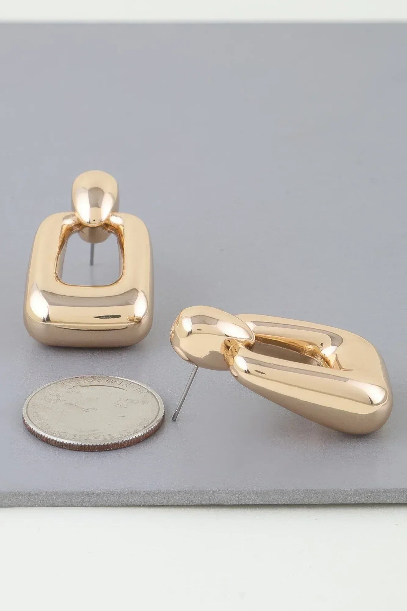 Shiny Modern Frame Drop Earrings | Mixtshop LLC