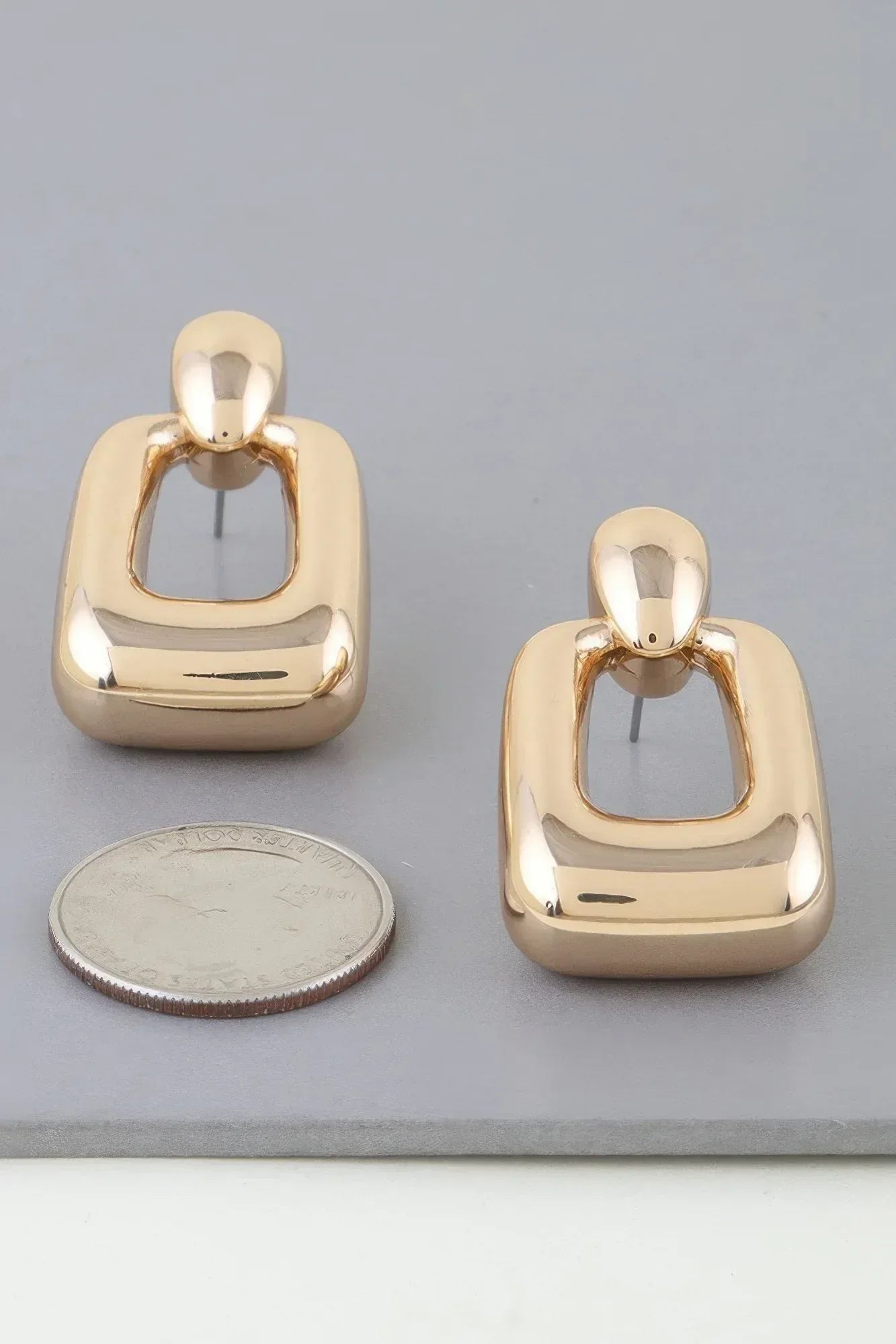 Shiny Modern Frame Drop Earrings | Mixtshop LLC