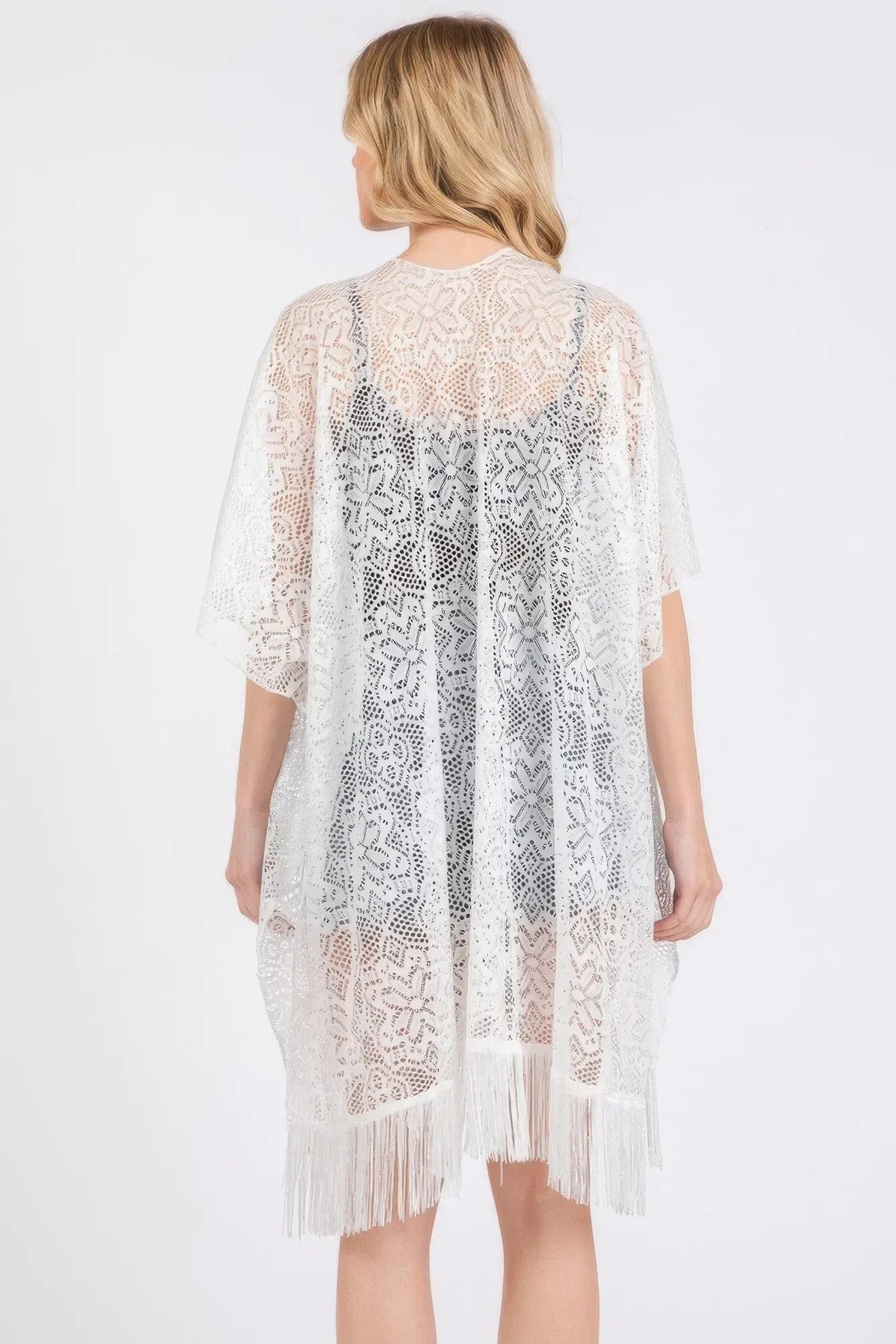 Flower Pattern Crochet Lace Tassel Cover Up | Mixtshop LLC