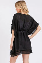 Crochet Trim And Front Drawstring Poncho | Mixtshop LLC