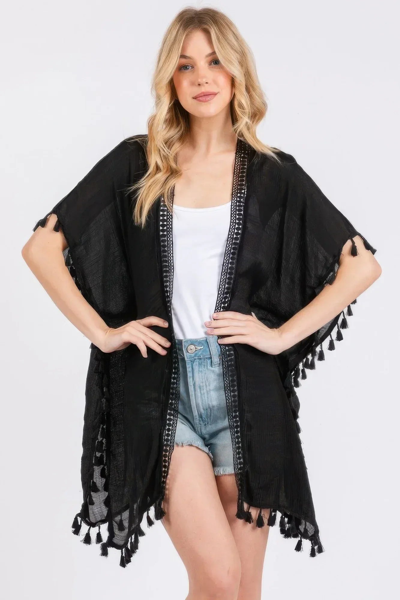 Crochet And Tassel Trim Cover Up | Mixtshop LLC Main image