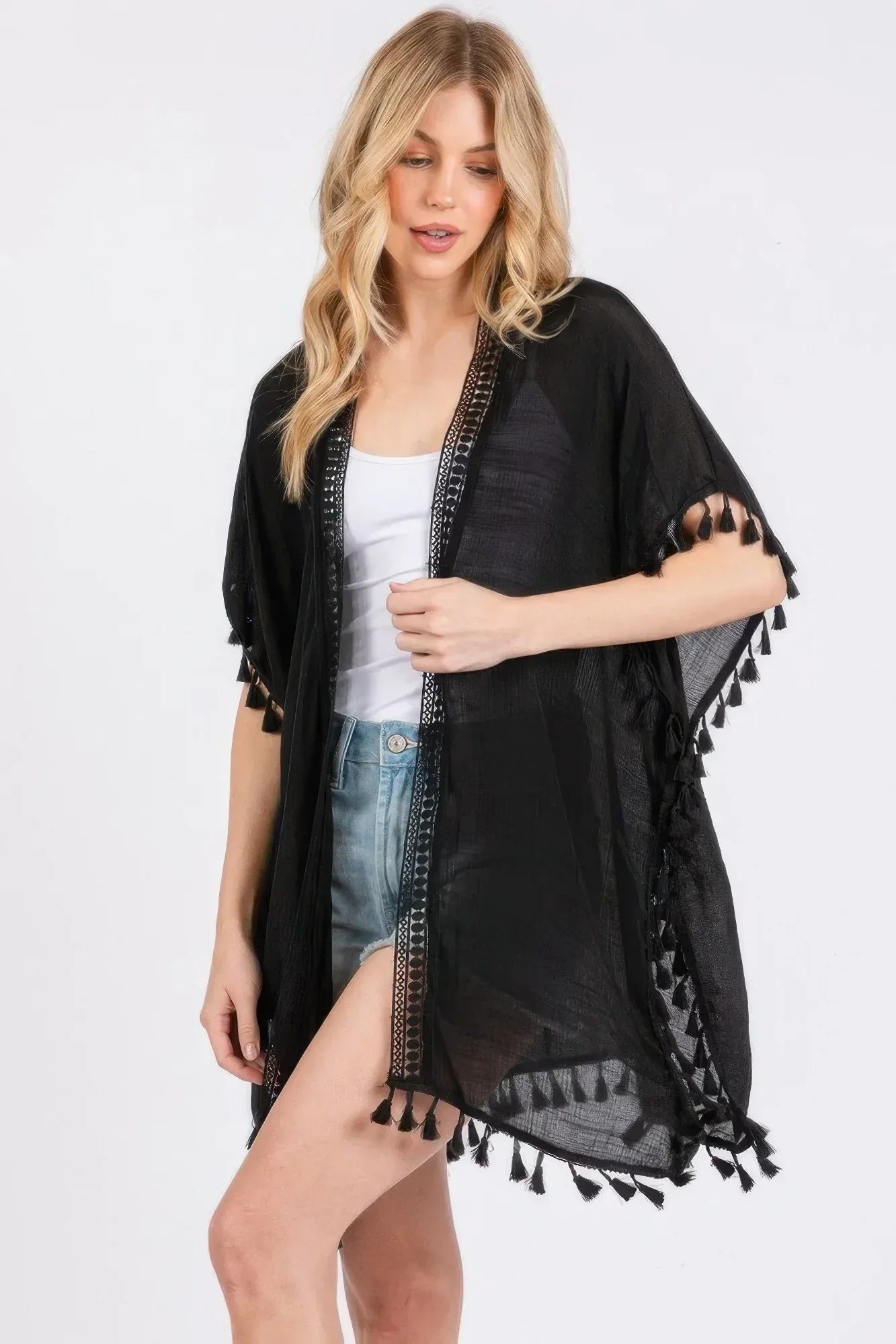 Crochet And Tassel Trim Cover Up | Mixtshop LLC
