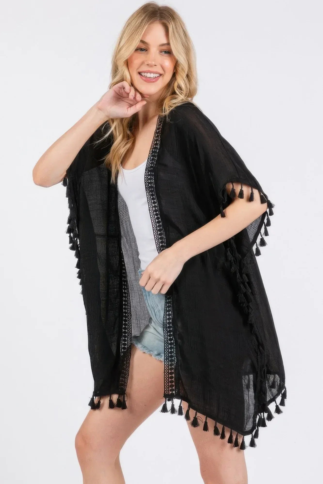 Crochet And Tassel Trim Cover Up | Mixtshop LLC