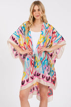 Multi Colored Heart Print Silky Feel Kimono | Mixtshop LLC