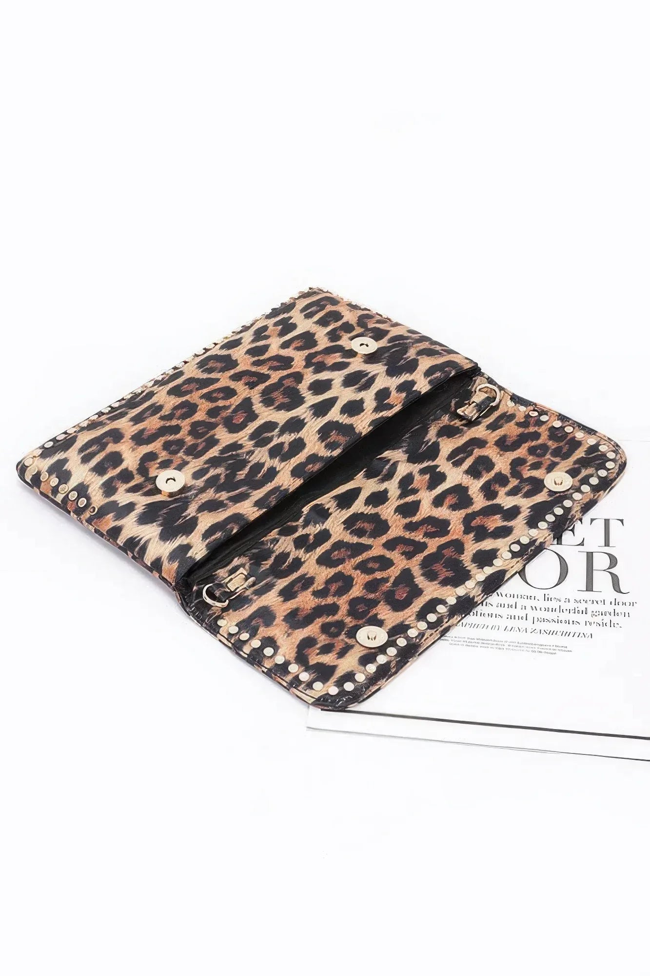 Nylon Leopard Metal Studded Clutch Bag | Mixtshop LLC