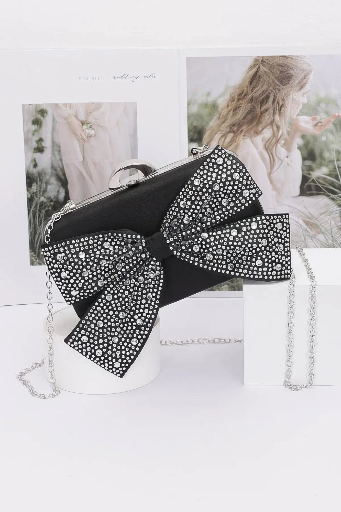 Rhinestone Hotfix Ribbon Nylon Hard Case Clutch | Mixtshop LLC Main image