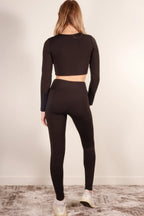 Long Sleeve Crop Top & High Waist Leggings Activewear Set | Mixtshop LLC