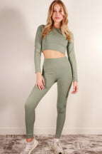 Long Sleeve Crop Top & High Waist Leggings Activewear Set | Mixtshop LLC
