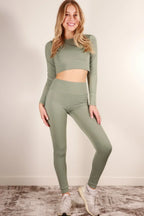 Long Sleeve Crop Top & High Waist Leggings Activewear Set | Mixtshop LLC