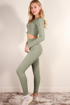 Long Sleeve Crop Top & High Waist Leggings Activewear Set | Mixtshop LLC