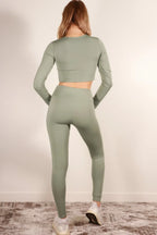 Long Sleeve Crop Top & High Waist Leggings Activewear Set | Mixtshop LLC