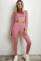 Long Sleeve Crop Top & High Waist Leggings Activewear Set | Mixtshop LLC