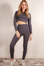 Long Sleeve Crop Top & High Waist Leggings Activewear Set | Mixtshop LLC