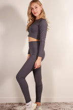 Long Sleeve Crop Top & High Waist Leggings Activewear Set | Mixtshop LLC