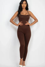 Criss-cross Open Back Bodycon Jumpsuit | Mixtshop LLC