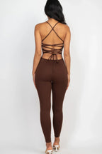 Criss-cross Open Back Bodycon Jumpsuit | Mixtshop LLC