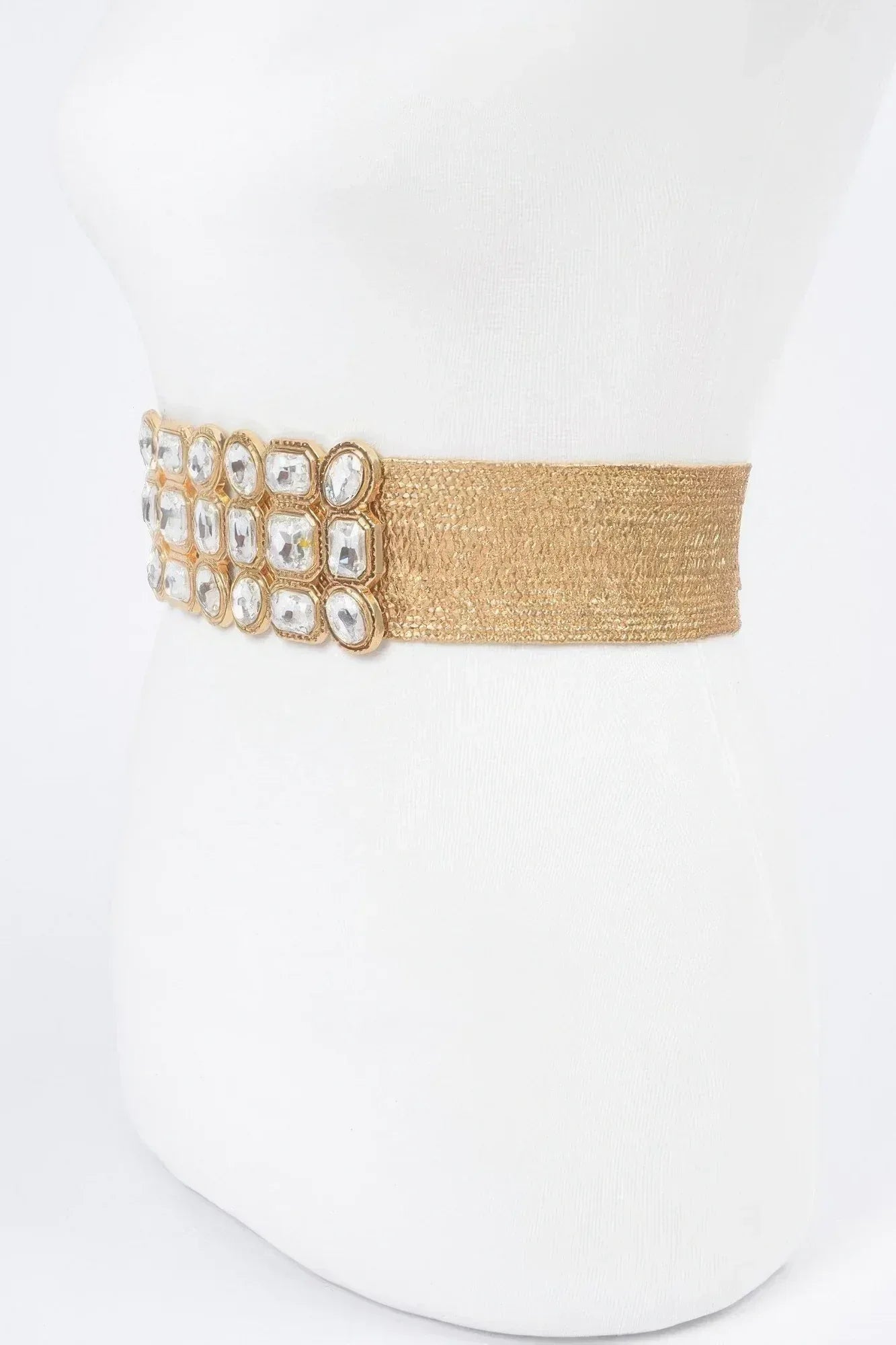 Multi Stone Metallic Straw Stretch Belt Secondary image