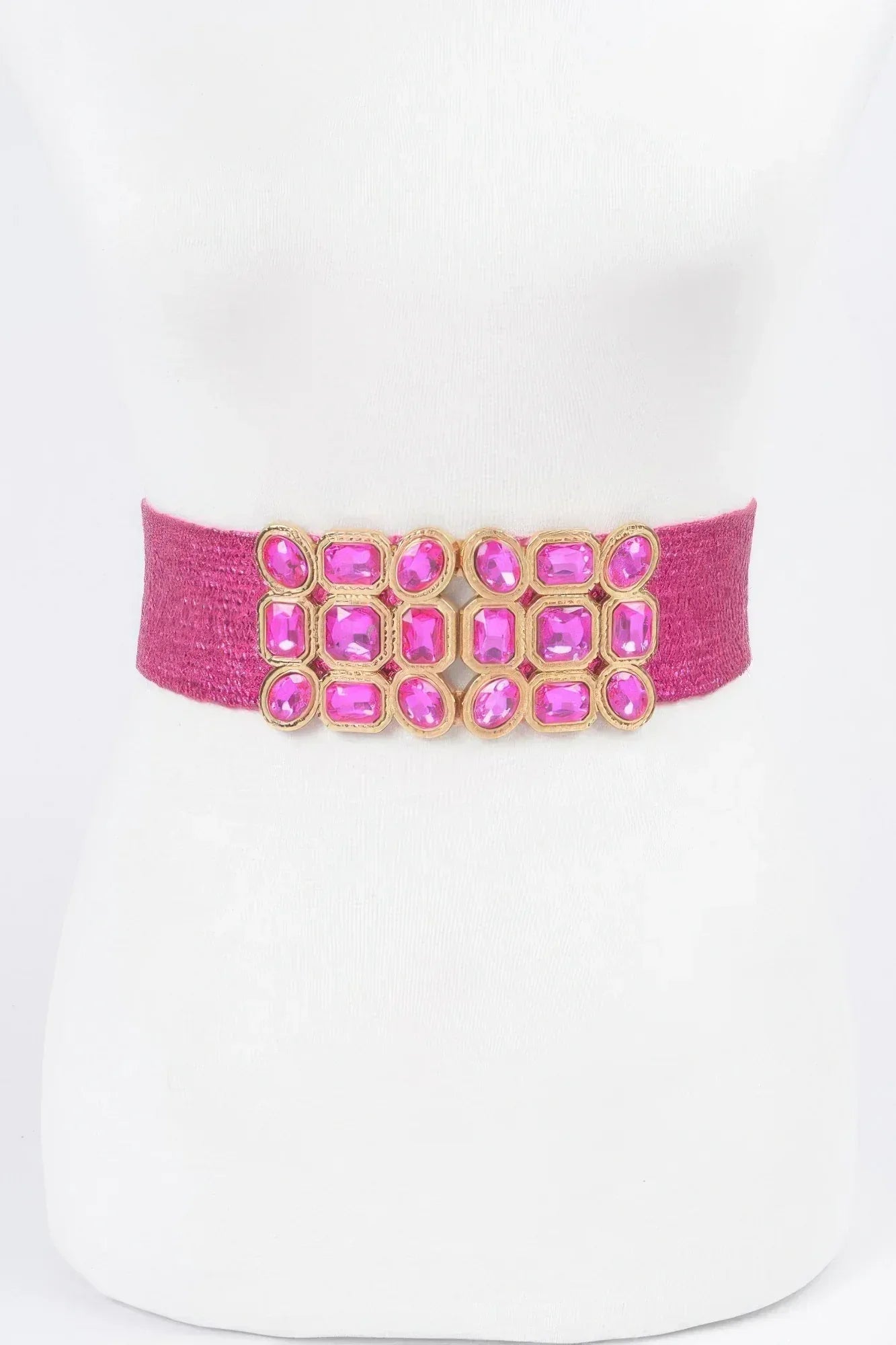 Multi Stone Metallic Straw Stretch Belt | Mixtshop LLC